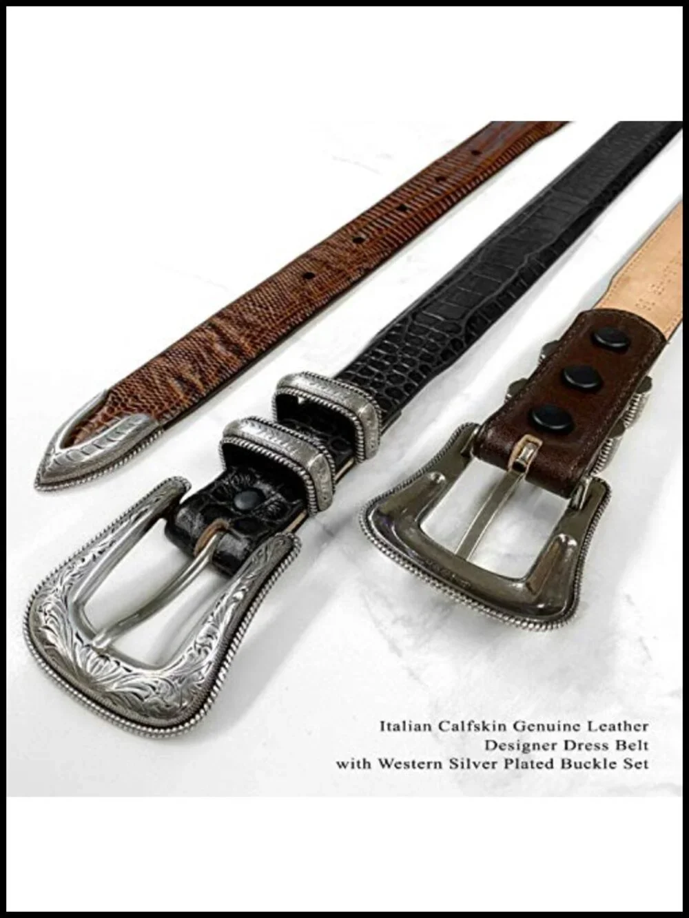 Genuine Full-Grain Cowhide Leather Dress Belt Tapered 30mm to 25mm with Buckle